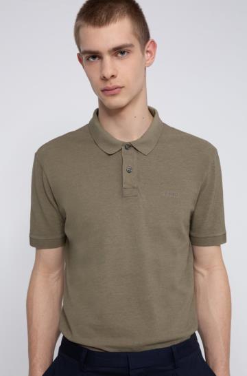 Koszulki Polo HUGO Garment Dyed Khaki Męskie (Pl09663)
